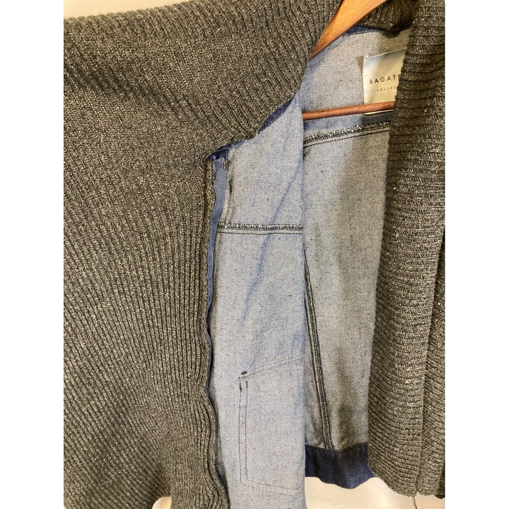 Layered Aesthetic Bagatelle Women XL Blue Denim Knit‎ Trim Snap Button Jacket - Picture 10 of 12